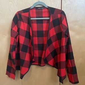 Red & Black Plaid Cardigan
